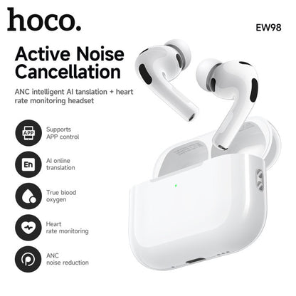 HOCO EW98 ANC AI Translation True Wireless Earbuds with Heart Rate Monitoring (Pack of 100)